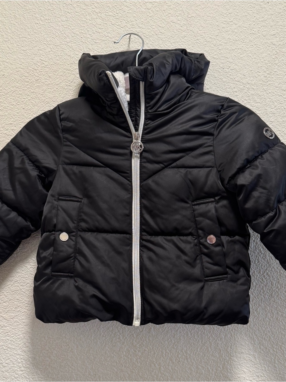 Michael Kors Kids Black Quilted Puffer Jacket with Hood